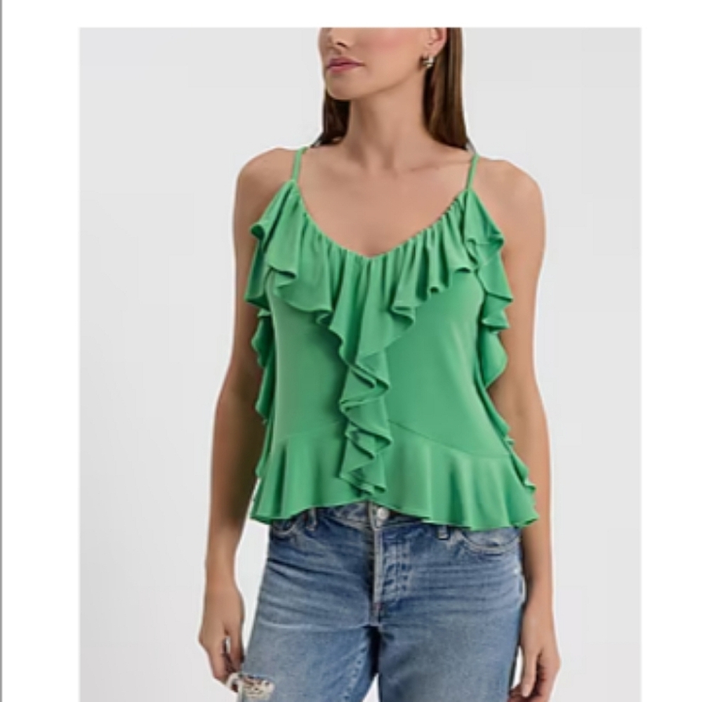 (NEW WITH TAGS) Express V- Neck Ruffle Cami